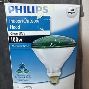 Philips‎ 100 Watt Colored Flood Light Bulb Green BR38 New